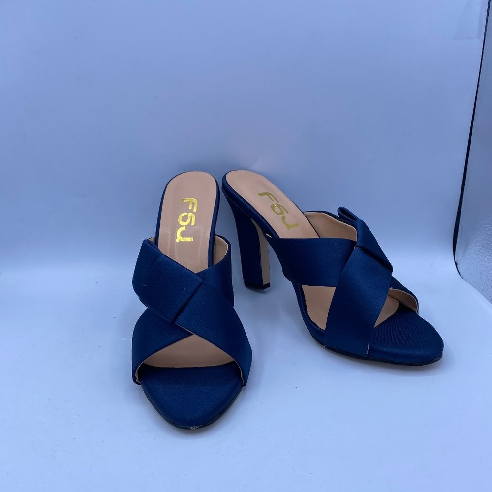 FSJ Casual Peep Toe Sandals Slip On Mules Chunky